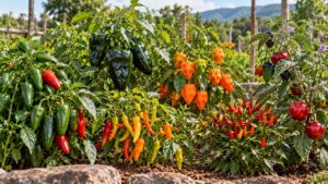 Jalapeño, Poblano, Habanero, ají, frutescens and Rocoto pepper plants representing major Capsicum species