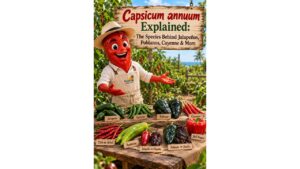 Professor Pepper introduces Capsicum annuum peppers including Jalapeño, Serrano, Poblano, Cayenne, Chile de Árbol, Anaheim and Bell Pepper