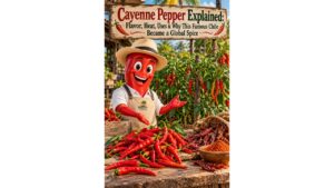 Professor Pepper introduces fresh red cayenne peppers, dried cayenne chiles and ground cayenne powder at a pepper farm.