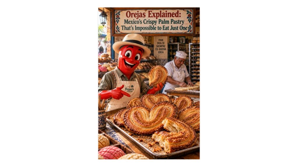 Professor Pepper introduces crispy Mexican orejas with caramelized sugar and flaky layers inside a traditional neighborhood panadería.