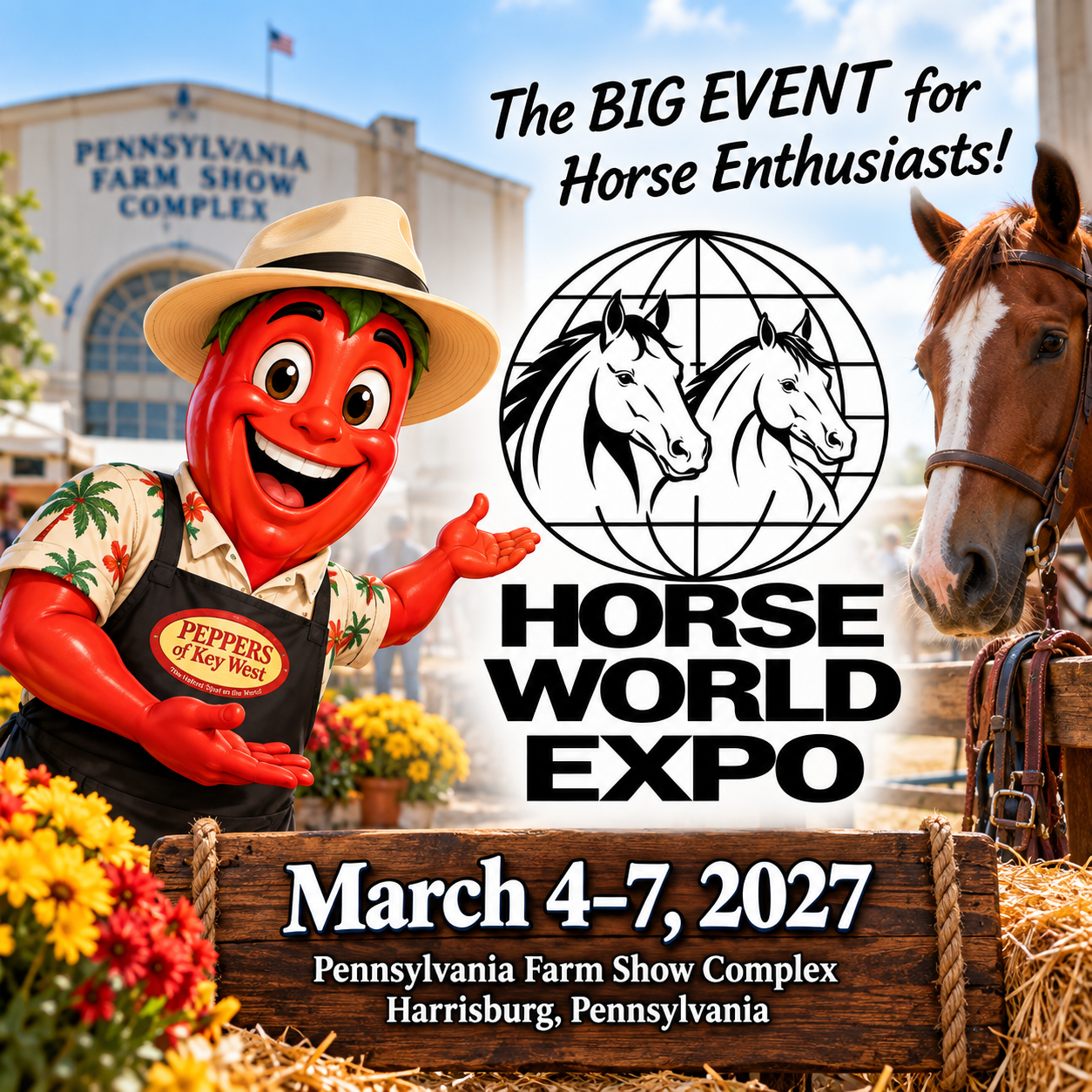 Professor Pepper at Horse World Expo 2027 at the Pennsylvania Farm Show Complex in Harrisburg, PA